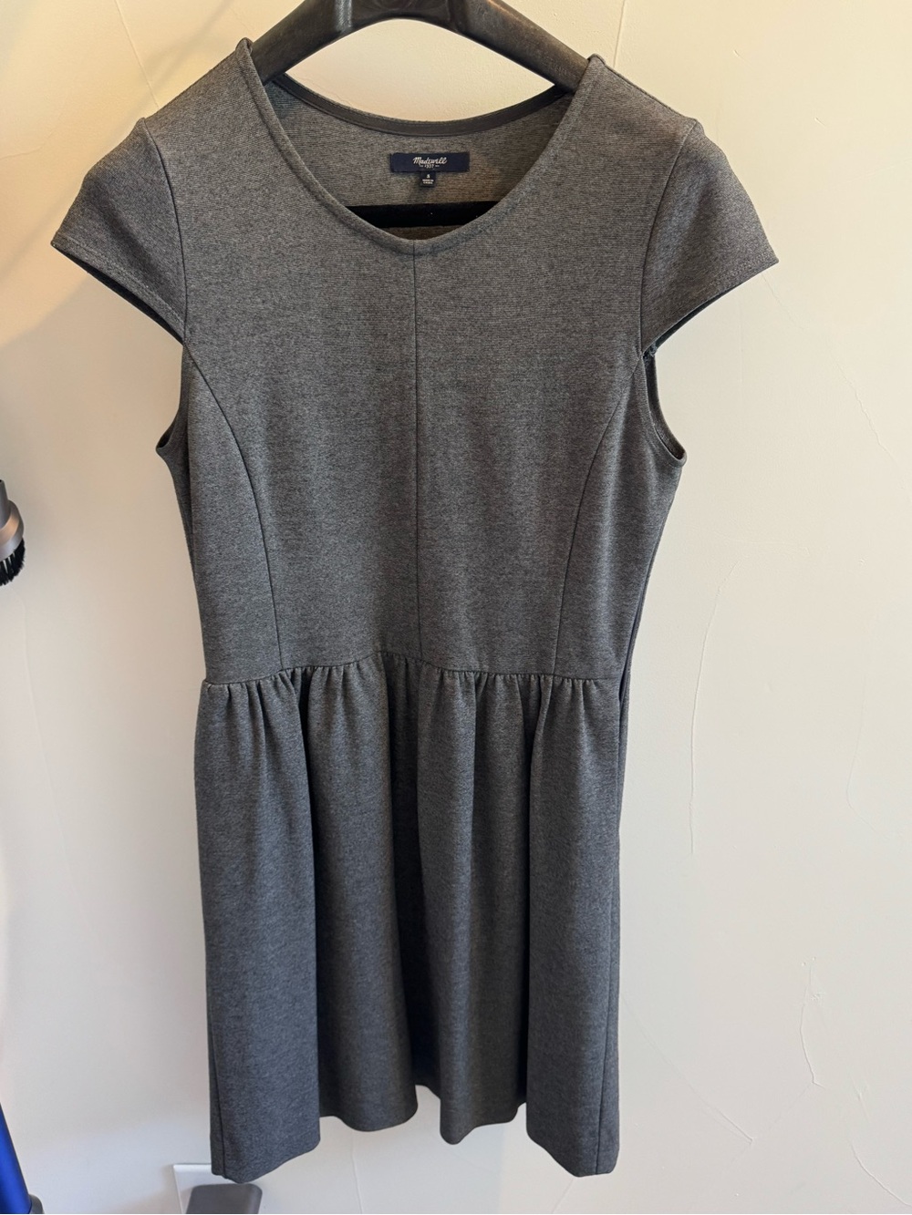 Madewell Charcoal Grey Cap-Sleeve Fit & Flare Dress
